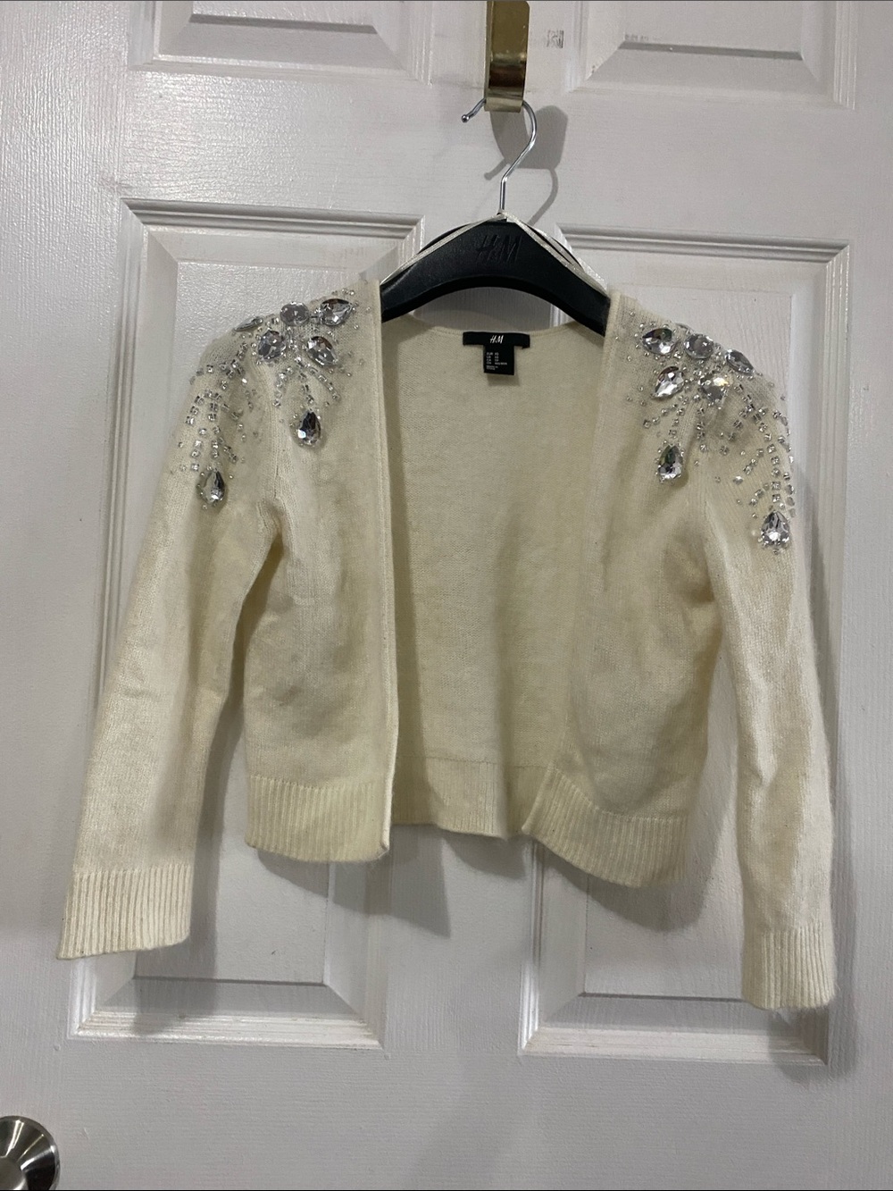 H&M Hennes Everyday Archive Crystal Angora Cropped Bolero Cardigan Sweater - XS
